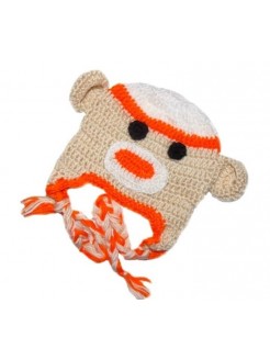 Baby Girl Monkey Crochet Hat Ecrou 