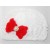 Crochet hat white with red diamante bow