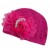 Crochet hat fuchsia with fuchsia rose and pearls