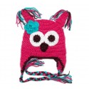 Baby Girl Crochet Fuchsia Owl Hat