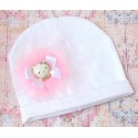 White Baby Girl Cotton Hat Hello Kitty And Marabou