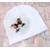 White baby girl hat Burberry style bow and marabou