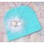 Aqua baby girl cotton hat Hello Kitty and marabou