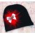 Black baby girl cotton hat Red crown and marabou