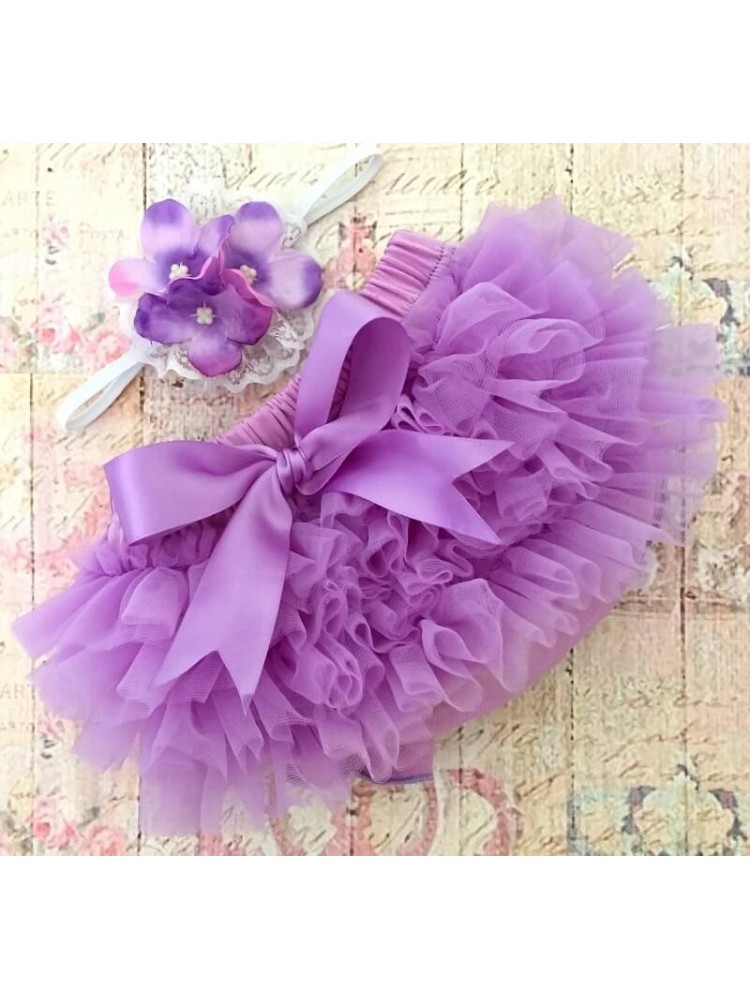 Baby Girl Frilly Pants Lavender Vintage With Headband Baby Girl Frilly Pants Lavender Vintage With Headband