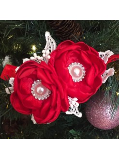 Exclusive Baby Girl Headband Red Flowers