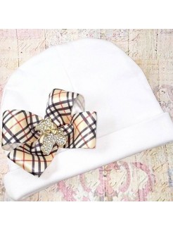 Baby Girl Cotton Hat Burberry Diamante Bear
