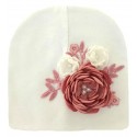 Handmade Baby Girl Hat With Dusty Pink Flowers
