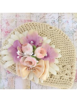 Baby Girl Crochet Hat Champagne Bouquet