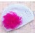 Crochet hat white with fuchsia marabou