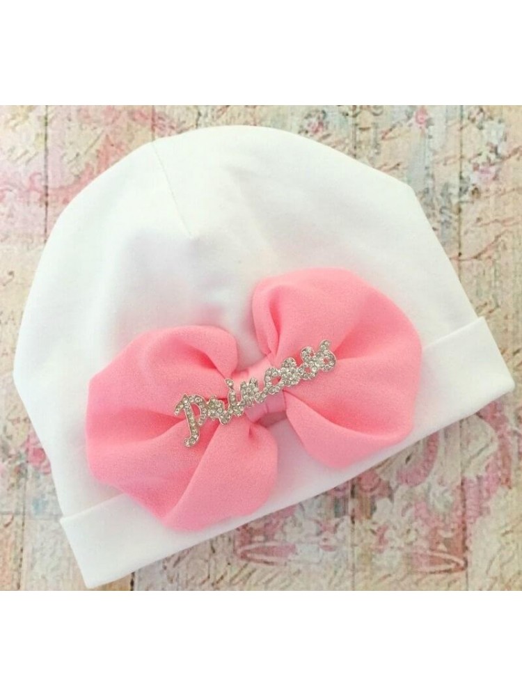 Newborn Baby Girl Hospital Hat Princess With Rhinestone