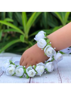 Baby Girl Flower Crown White Roses With Pearls