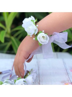 Baby Girl Flower Crown White Roses With Pearls