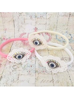 Baby Girl Handmade Evil Eye Headband – Good Luck Accessory