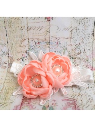 Exclusive Baby Girl Headband Peach Flowers