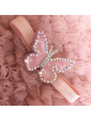 Baby Girl Handmade Headband Diamante Butterfly