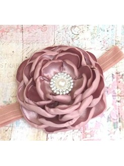 Baby Girl Headband Dusty Pink Rhinestone Flower