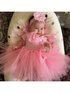 Baby tulle dress Baby pink with headband