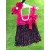 Baby lace dres fuchsia and black with headband