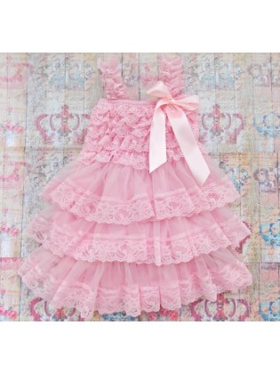 Baby Girl Dress Pink Chiffon And Lace