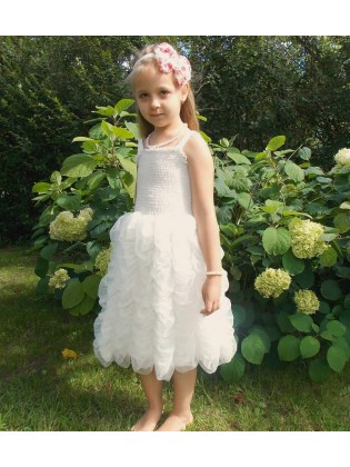 Long Girl Princess Dress Ivory White