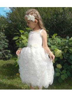 Long Girl Princess Dress Ivory White