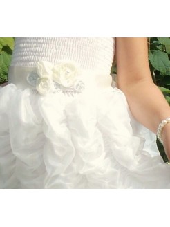 Baby Girl Sash Belt Cream Roses With Silver Leaves