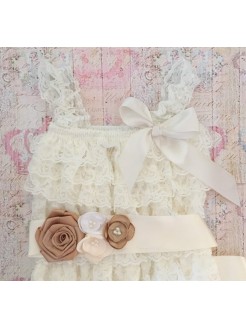 Baby Girl Sash Belt Cream With Champagne