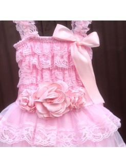 Baby Girl Sash Belt Pink With Pink Flowers