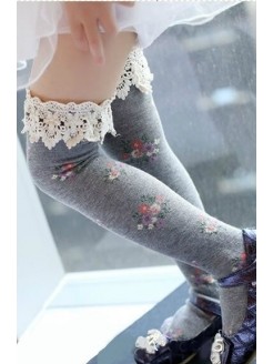 Girl Knee High Socks Grey