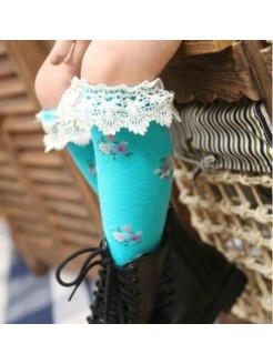 Girl Knee High Socks Aqua