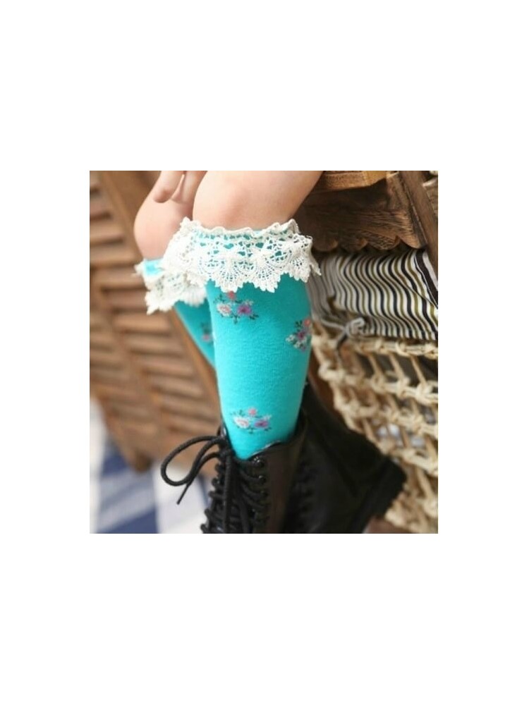 Girl Knee High Socks Aqua
