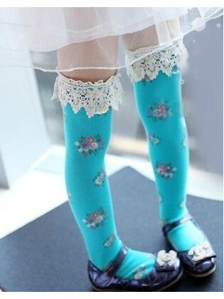 Girl Knee High Socks Aqua