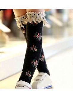 Girl Knee High Socks Black