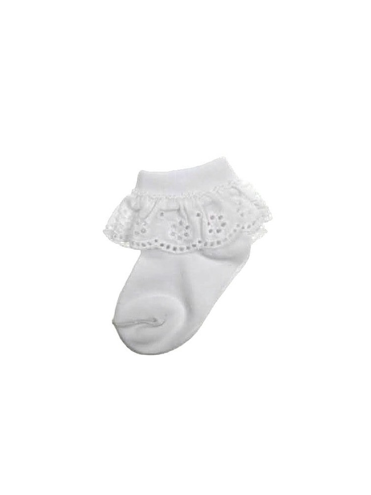 Baby Girl White Christening Socks With Lace