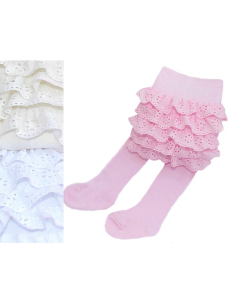 Baby girl tights with cotton ruffles