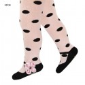 Baby girl tights pink with black dots