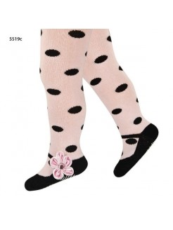 Baby girl tights pink with black dots