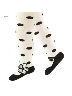 Baby girl tights White with black dots
