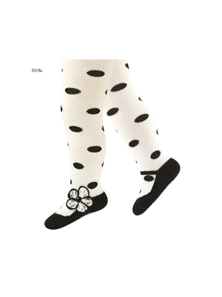 Baby girl tights White with black dots