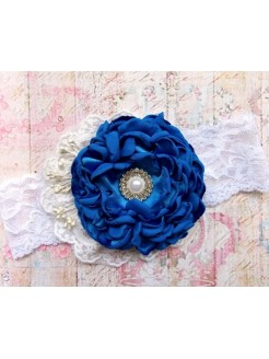 Handmade Baby Headband Blue Vintage Flower