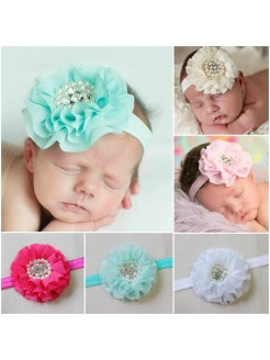 Baby Girl Headband Chiffon With Pearls