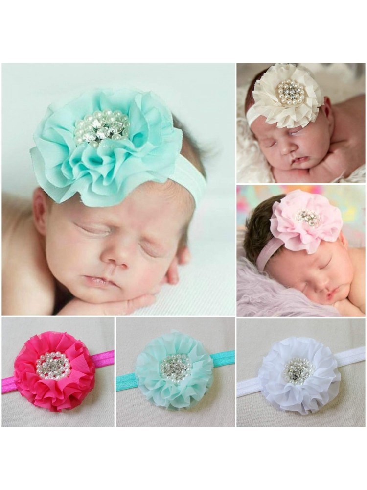Baby Girl Headband Chiffon With Pearls Baby Girl Headband Chiffon With Pearls