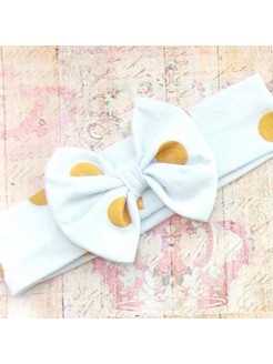 Baby Girl Cotton Headband Gold Dots Bow