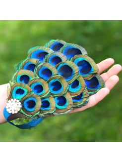 Baby Girl Handmade Headband With Peacock feather