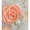 Baby girl headband Rose with feather