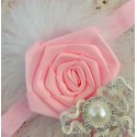 Baby girl headband Rose with feather