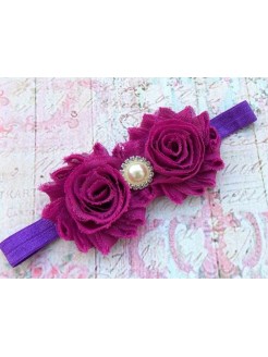 Baby Girl Headband Shabby Plum Roses