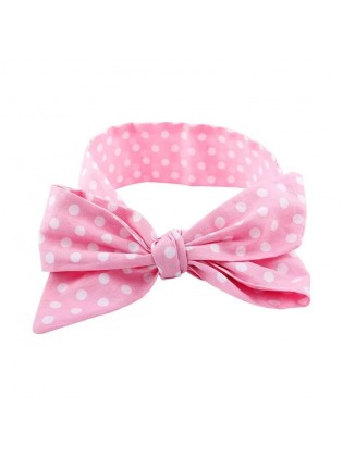 Baby girl dotty pink bow headband