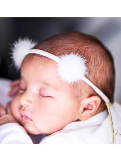 Baby mink fur pom pom headband